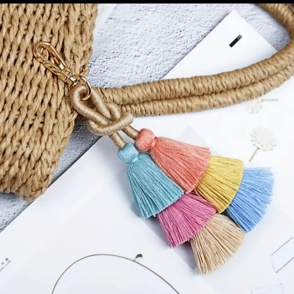 Colorful Tassel Keychain Accessory Choose From PURPLE OR MULTICOLOR - Picture 6 of 8